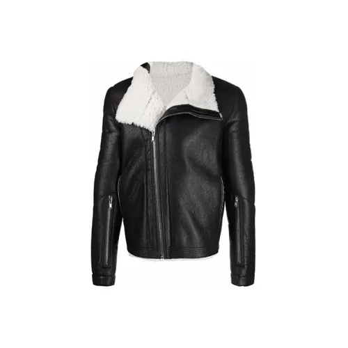 RICK OWENS Leather Jackets Men Black