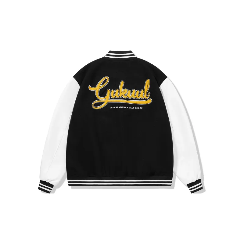 GUKUUL Baseball Jacket Unisex Back To School Season Black-1