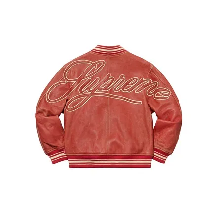 Supreme Worn Leather Varsity Jacket-1
