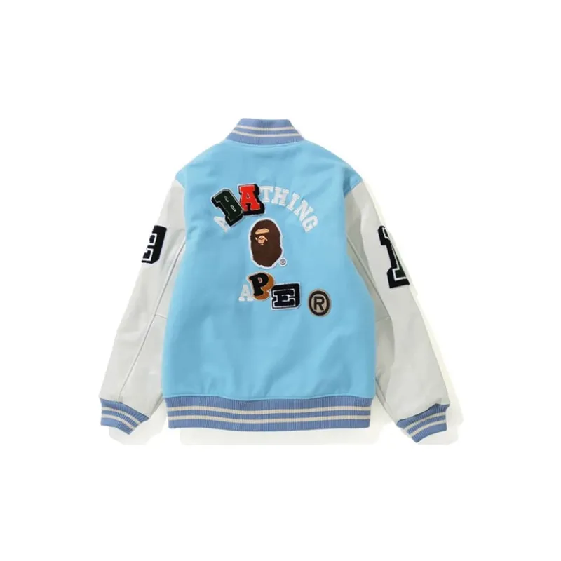 A BATHING APE Crazy Patch Varsity Jacket-3