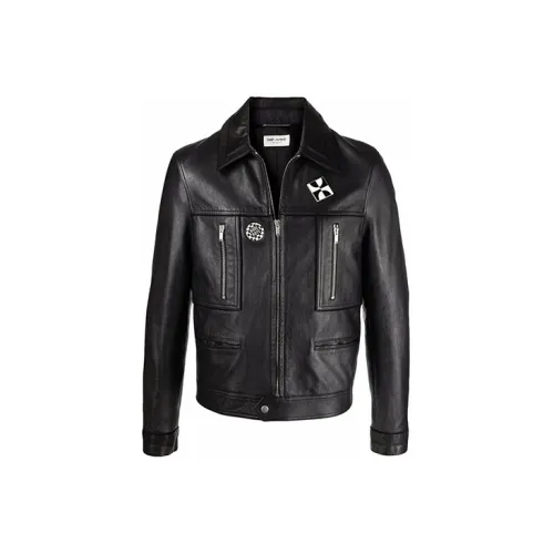 SAINT LAURENT Leather Jackets Men Black