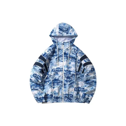 LiNing Jackets Men Blue And White Porcelain Print