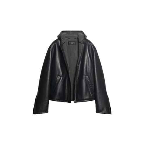 Balenciaga Leather Jackets Men Black