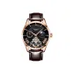 302 Rose Gold Black Dial Leather