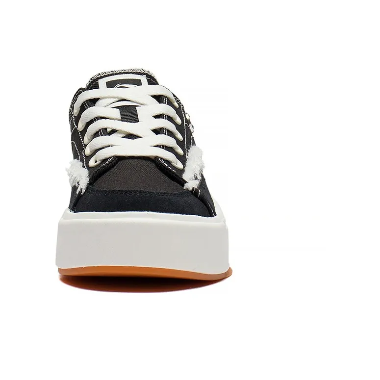 LiNing Comfy Slip Resistant, Abrasion Resistant, Lightweight Low Top Skateboard Shoes Women's Black White-4