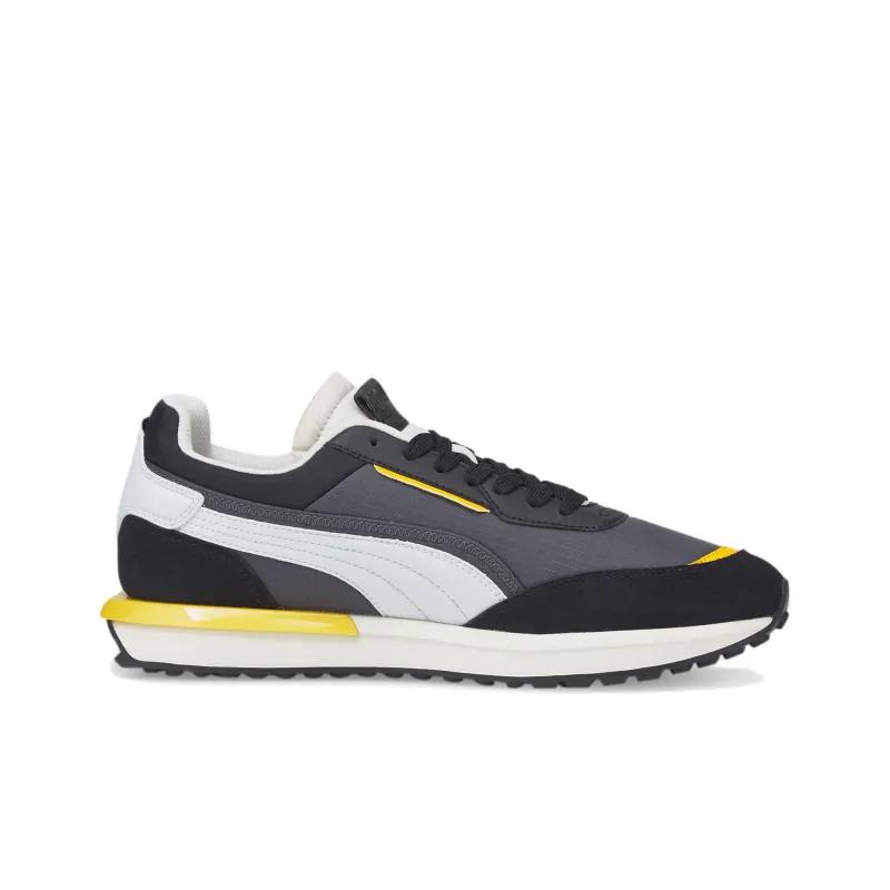 PUMA City Rider Electric Cushioning Anti-Slip And Wear-Resistant Low-Top Sports Casual Shoes Unisex Black White Yellow-1