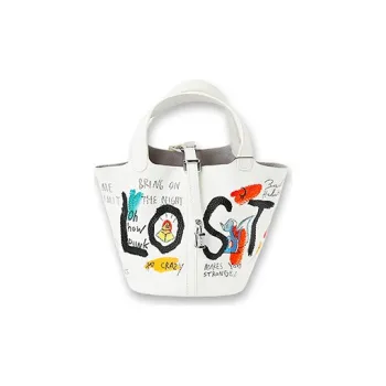 SHINICHIROINUI Guernika Handmade Graffiti Bag Cow Leather Handbag Regular Women's Pink Green White