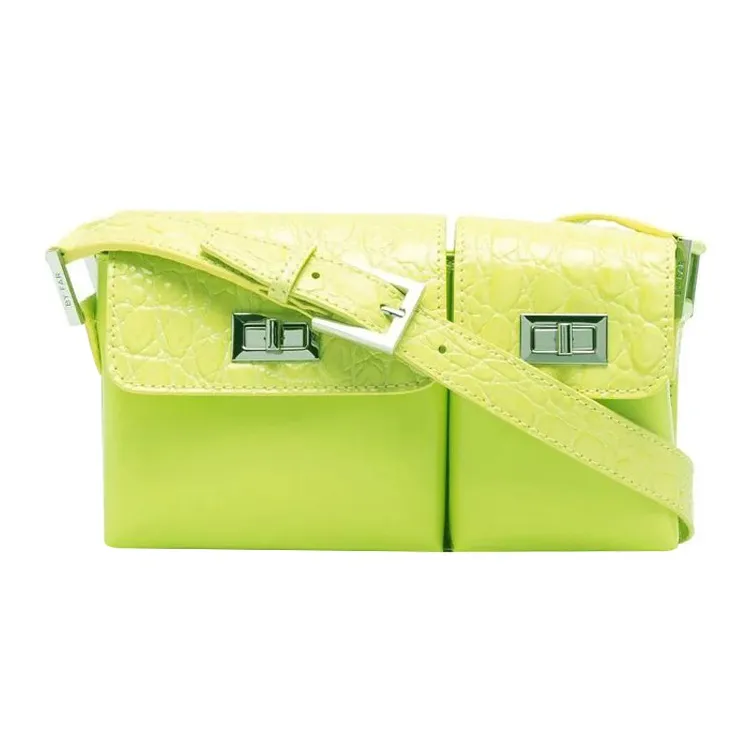 By Far Baby Billy Crocodile Pattern Cow Leather Shoulder Bag Handbag Shoulder Bag Women's Light Green-0