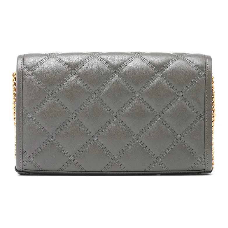 SAINT LAURENT BECKY Lambskin Chain Wallet Shoulder Bag Crossbody Bag Women's Gray-1
