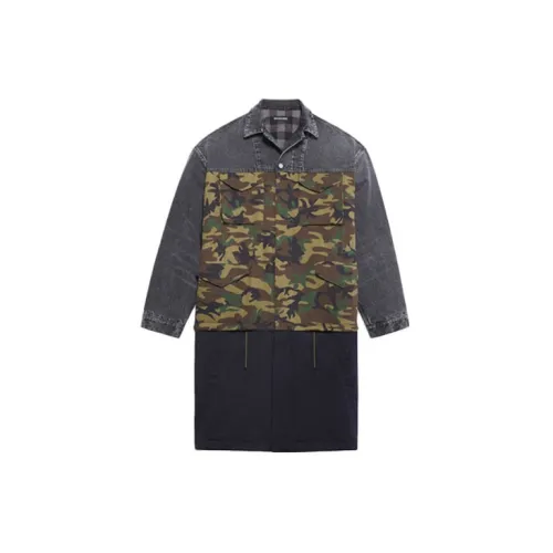 Balenciaga Trench Coats Men Camouflage