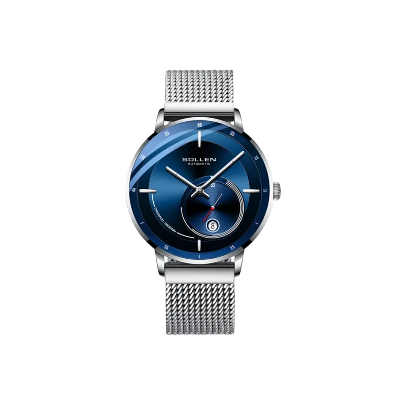 SOLLEN Automatic Mechanical Movement Stainless Steel Watchband Watch Men's Watches Black Dial SL-309-5