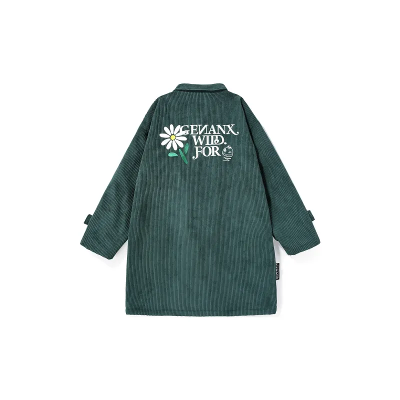 GENANX Trench Coat Unisex Green-1