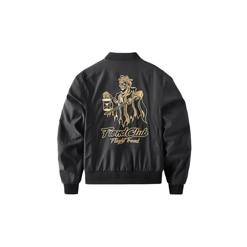 VIP Baseball Jacket Spring Fall Men's Black-1