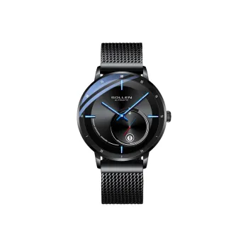SOLLEN Automatic Mechanical Movement Stainless Steel Watchband Watch Men's Watches Black Dial SL-309