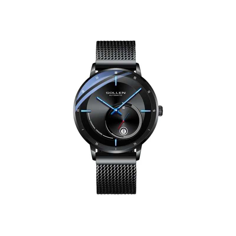 SOLLEN Automatic Mechanical Movement Stainless Steel Watchband Watch Men's Watches Black Dial SL-309-0