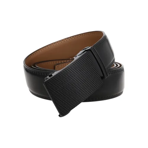 BAIJUAN Leather Belts Men Black Buckle And Black Strap