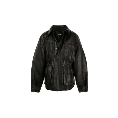 Balenciaga Leather Jackets Men Black