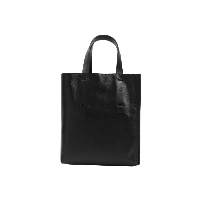 MARNI Lambskin With Calfskin Tote Bag, Shopping Bag, Shoulder Bag, Crossbody Bag, Handbag Regular Women's White/Black-2