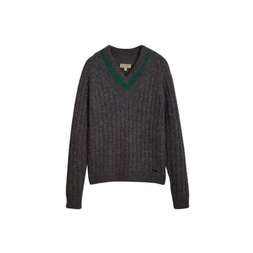 Burberry Cashmere Sweaters Men Charcoal Gray Color