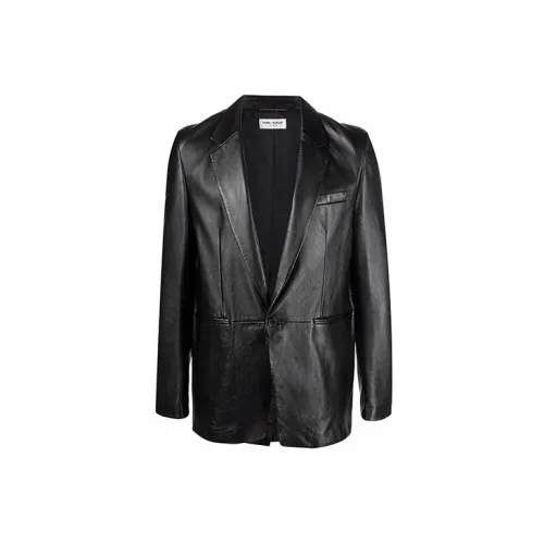 SAINT LAURENT Leather Jackets Men Black