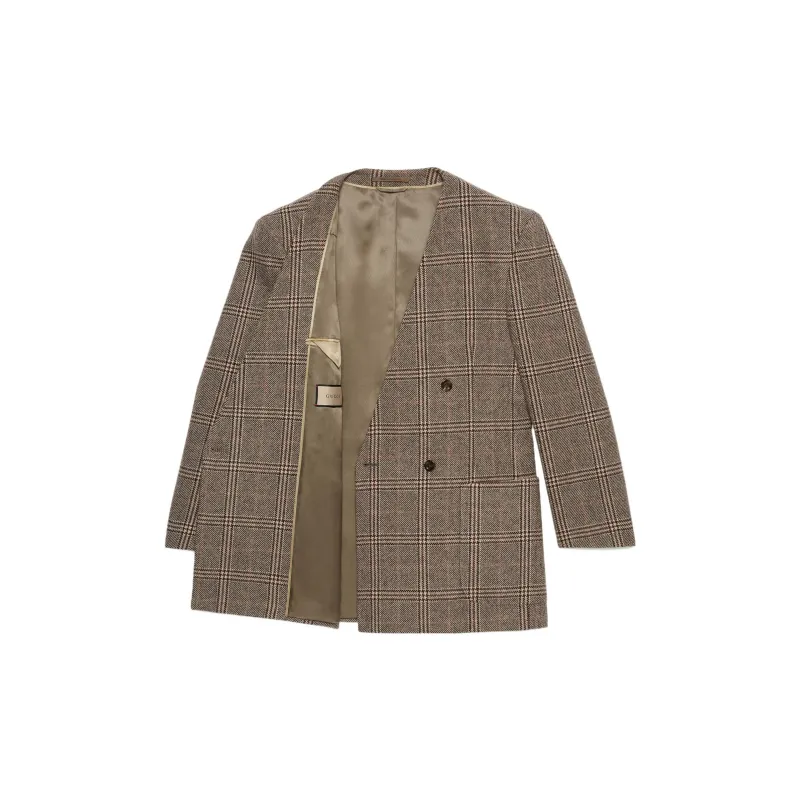 GUCCI Checked Double-Breasted Jacket-1