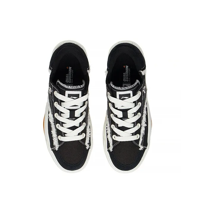 LiNing Comfy Slip Resistant, Abrasion Resistant, Lightweight Low Top Skateboard Shoes Women's Black White-3