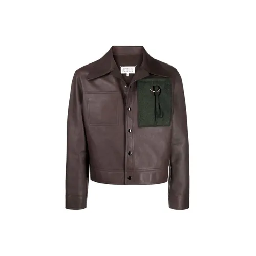 Maison Margiela Leather Jacket Men Brown