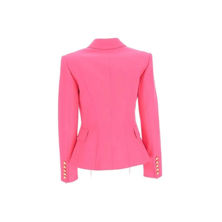 BALMAIN Grain De Poudre Double Breasted Jacket 'Pink'-1