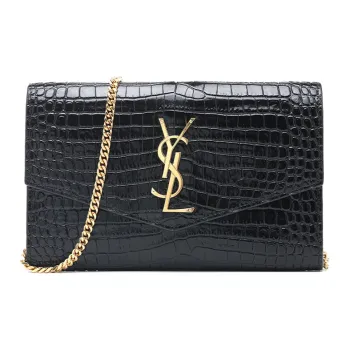 SAINT LAURENT Cow Leather Envelope Bag, Chain Wallet, Crossbody Bag Mini Women's Black