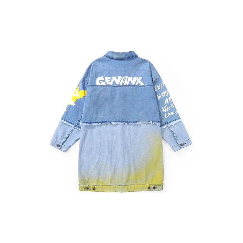 GENANX Trench Coat Unisex Denim Blue-1