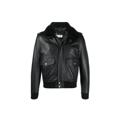 SAINT LAURENT Leather Jackets Men Black