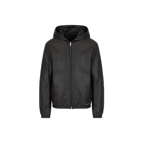 ARMANI EXCHANGE Leather Jackets Men Black