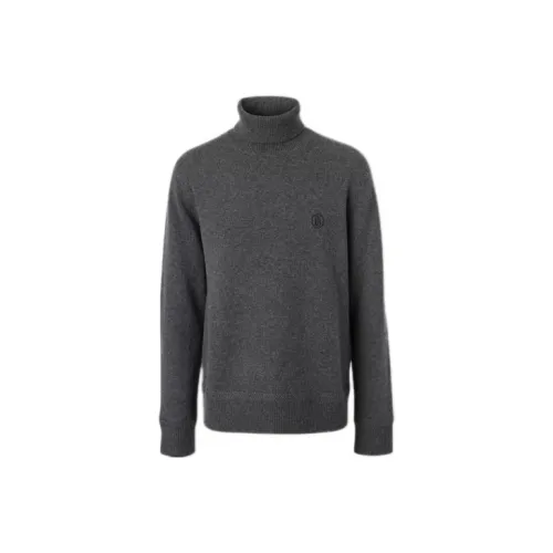 Burberry Cashmere Sweaters Men Charcoal Gray