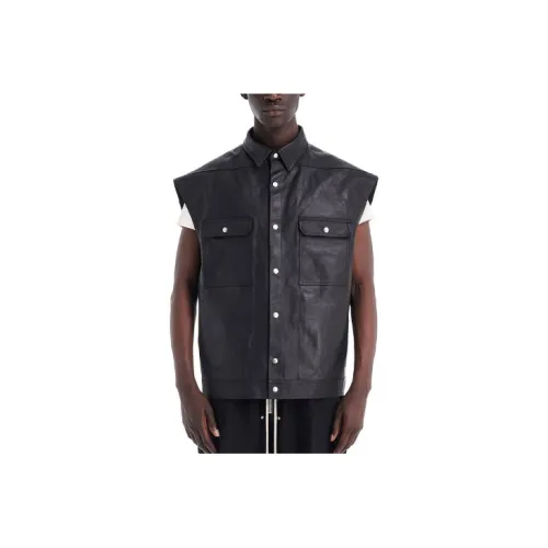 RICK OWENS Leather Jackets Men Black