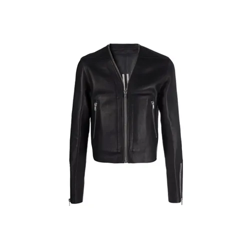 RICK OWENS Leather Jackets Men Black