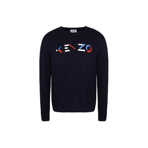 KENZO Letter Logo Sweaters Men Dark Blue