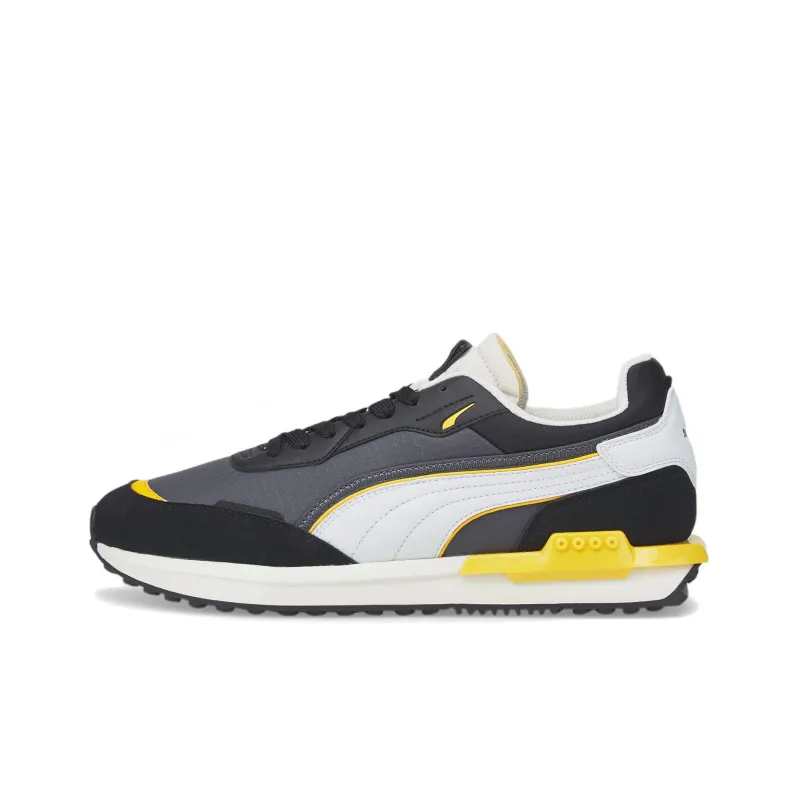 PUMA City Rider Electric Cushioning Anti-Slip And Wear-Resistant Low-Top Sports Casual Shoes Unisex Black White Yellow-0