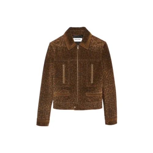 SAINT LAURENT Leather Jackets Men Brown