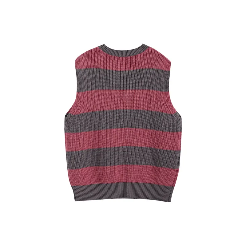 F426 Vests Unisex Red Gray Stripes-1