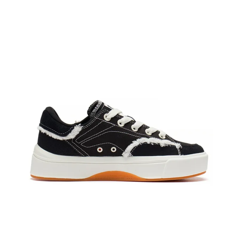 LiNing Comfy Low Top Skateboard Shoes Men's Black White-1