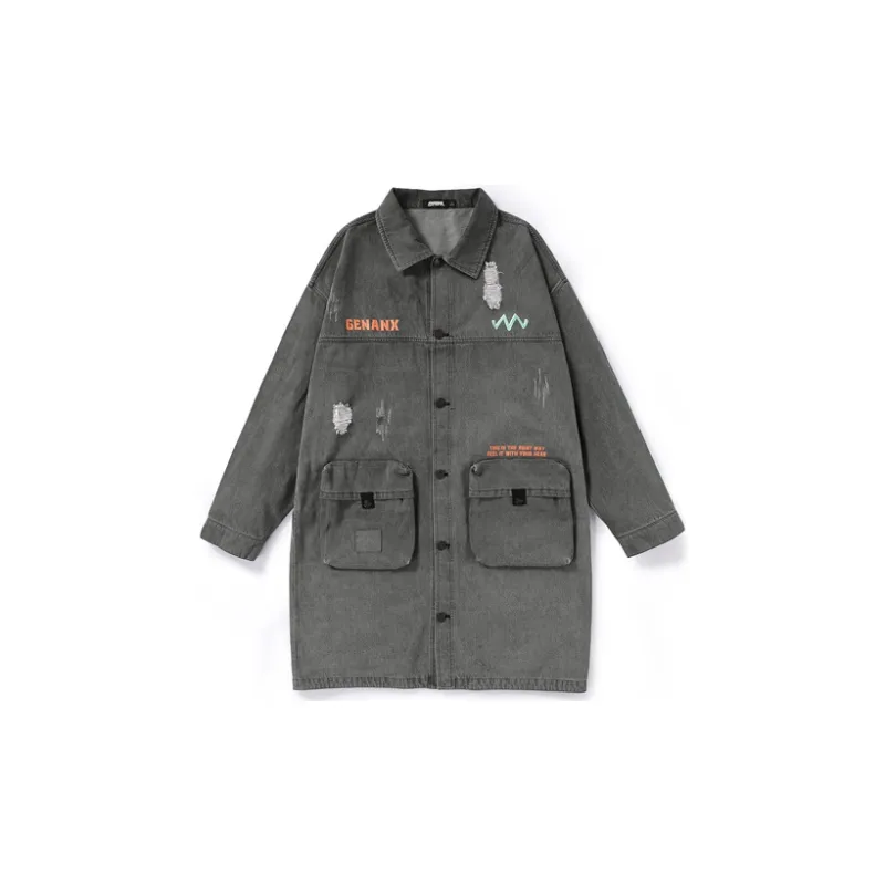 GENANX Trench Coats Unisex Gray-1