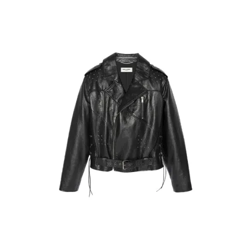 SAINT LAURENT Leather Jackets Men Black