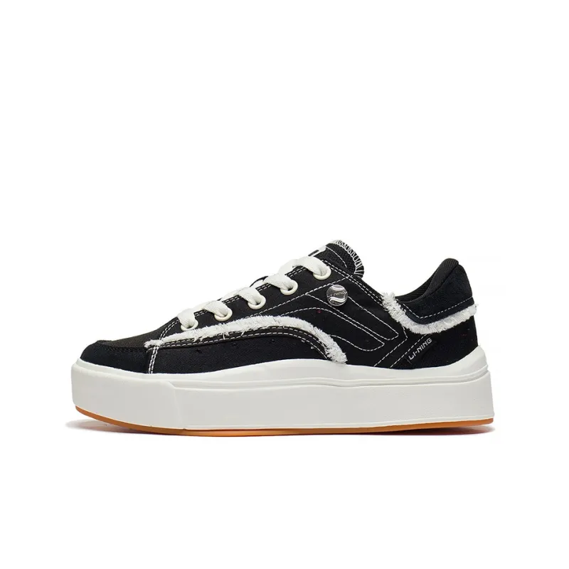 LiNing Comfy Slip Resistant, Abrasion Resistant, Lightweight Low Top Skateboard Shoes Women's Black White-0