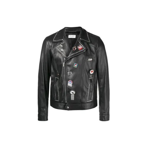 SAINT LAURENT Leather Jackets Men Black