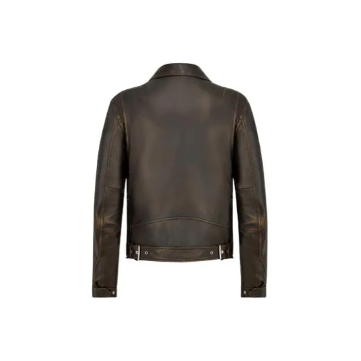 DIOR Quarterly New Products Leather Jackets Men Brown-1