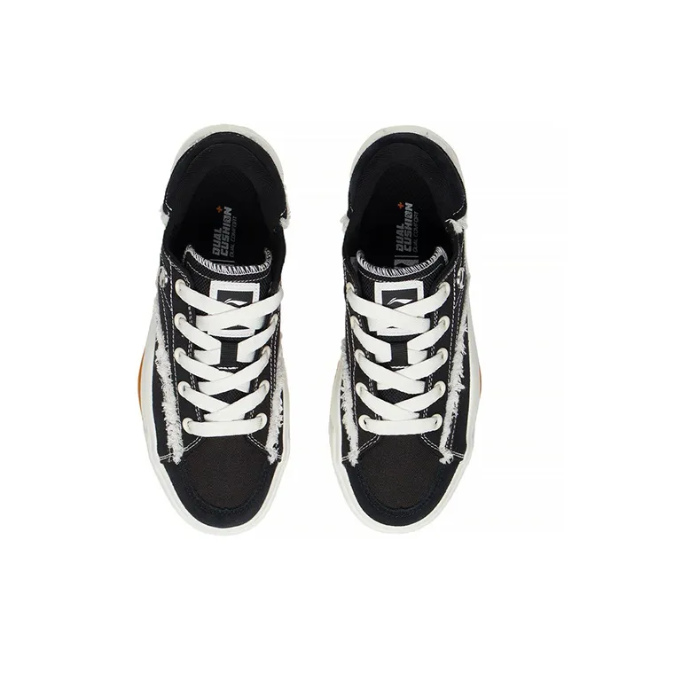LiNing Comfy Low Top Skateboard Shoes Men's Black White-3