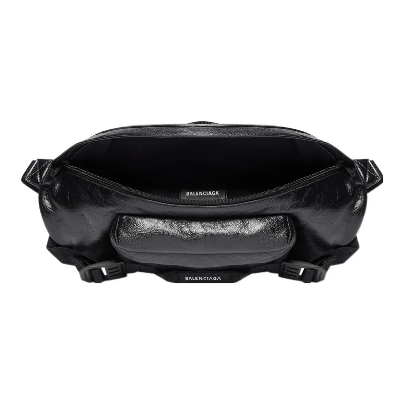 Balenciaga Army Sheepskin Fanny Pack Large Size Men's Black-4