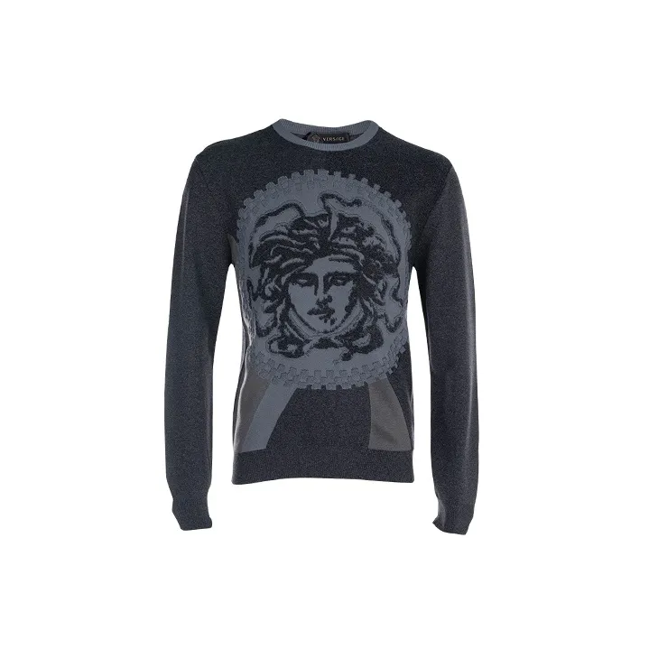 VERSACE Slim Fit Knitwear Men's Dark Gray-1