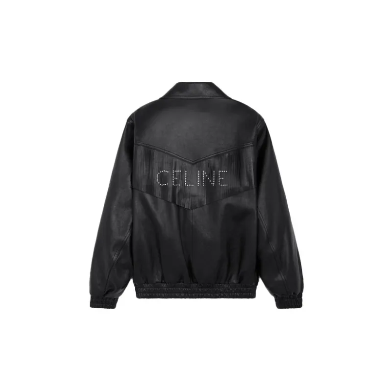 CELINE Leather Jacket Coat Men's Black-1