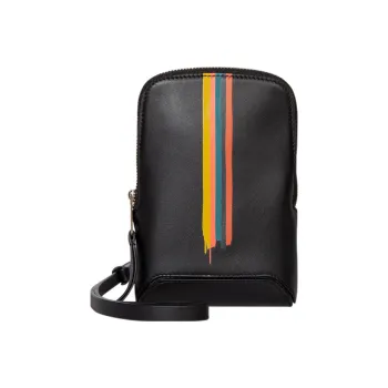 Paul Smith Calfskin Cell Phone Pouch Shoulder Bag Crossbody Bag Men's Black
